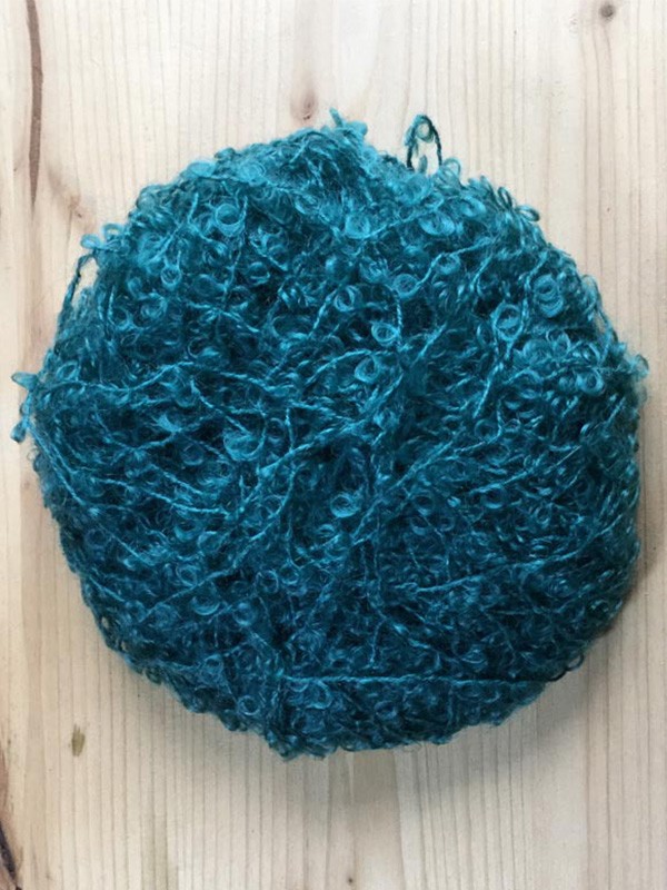 Fil à Tricoter Laine Bouclette "Flower Marine" 1 Kg - Bleu - Aiguilles 4 / Crochet 2 - Cône Italien - Neuf